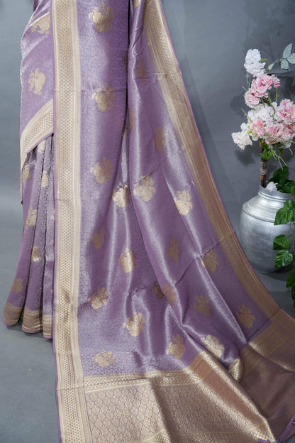Purple Banarasi Tissue Saree - Shop Vastram