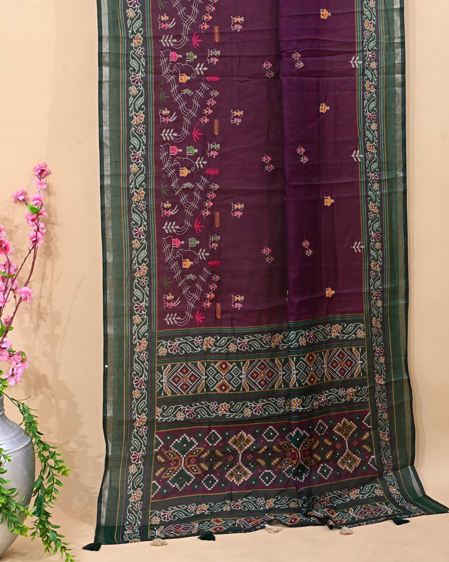 Purple Chanderi Embroidery Saree - Shop Vastram