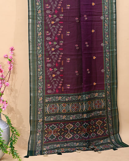 Purple Chanderi Embroidery Saree - Shop Vastram