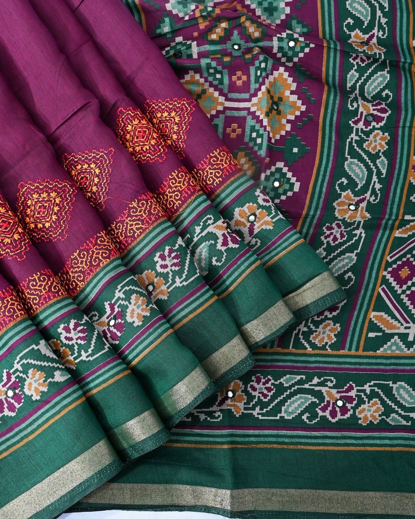 Purple Chanderi Embroidery Saree - Shop Vastram