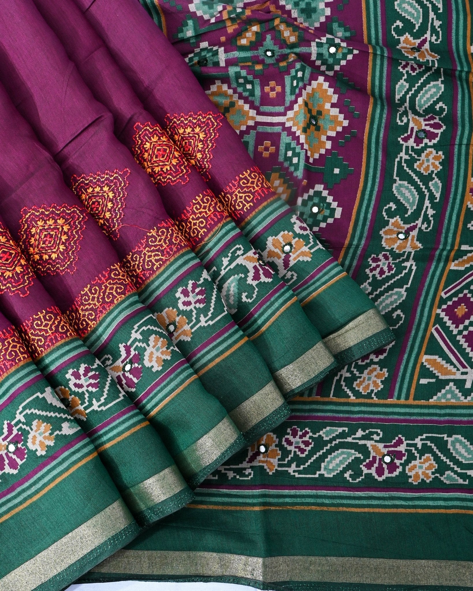 Purple Chanderi Embroidery Saree - Shop Vastram
