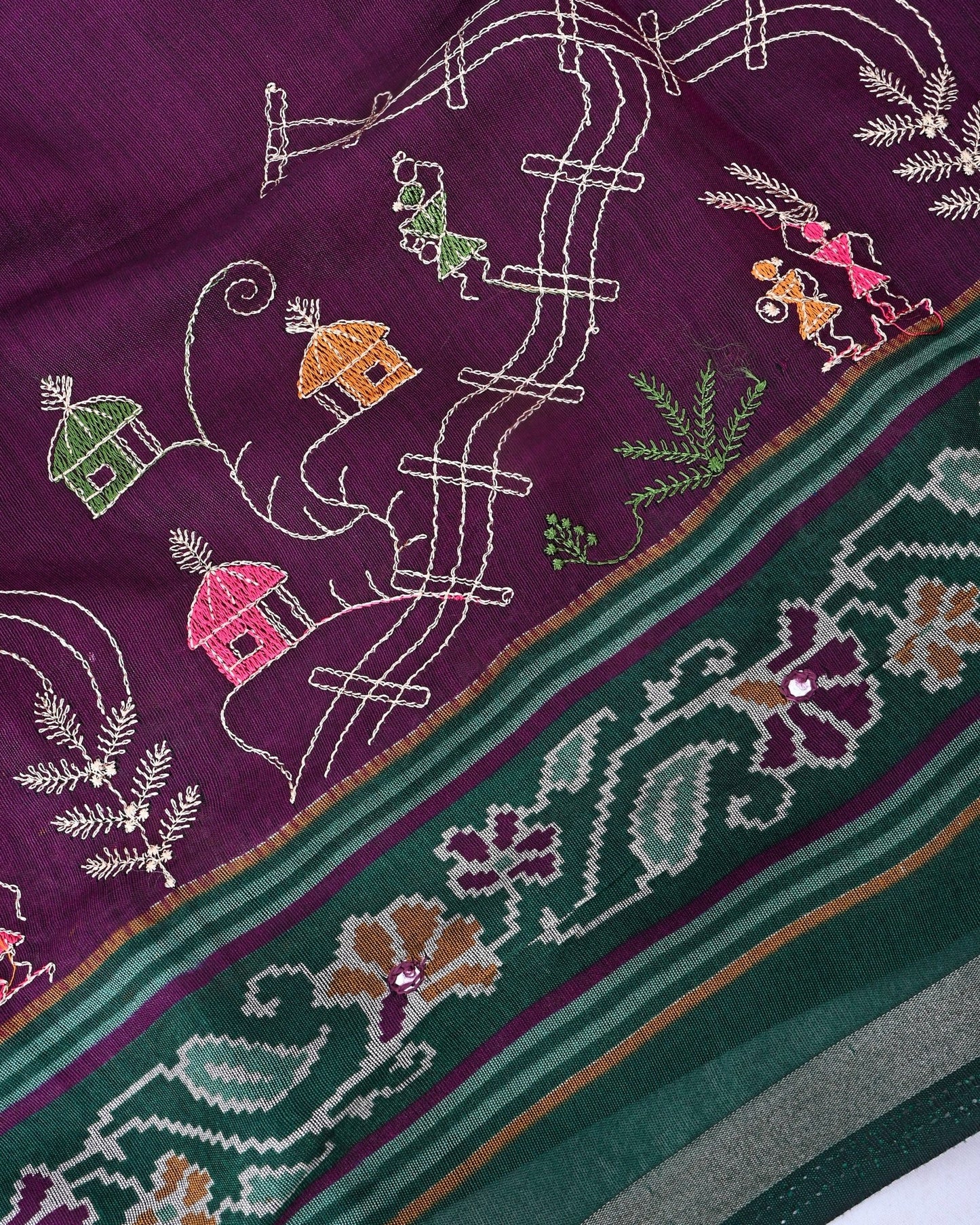 Purple Chanderi Embroidery Saree - Shop Vastram
