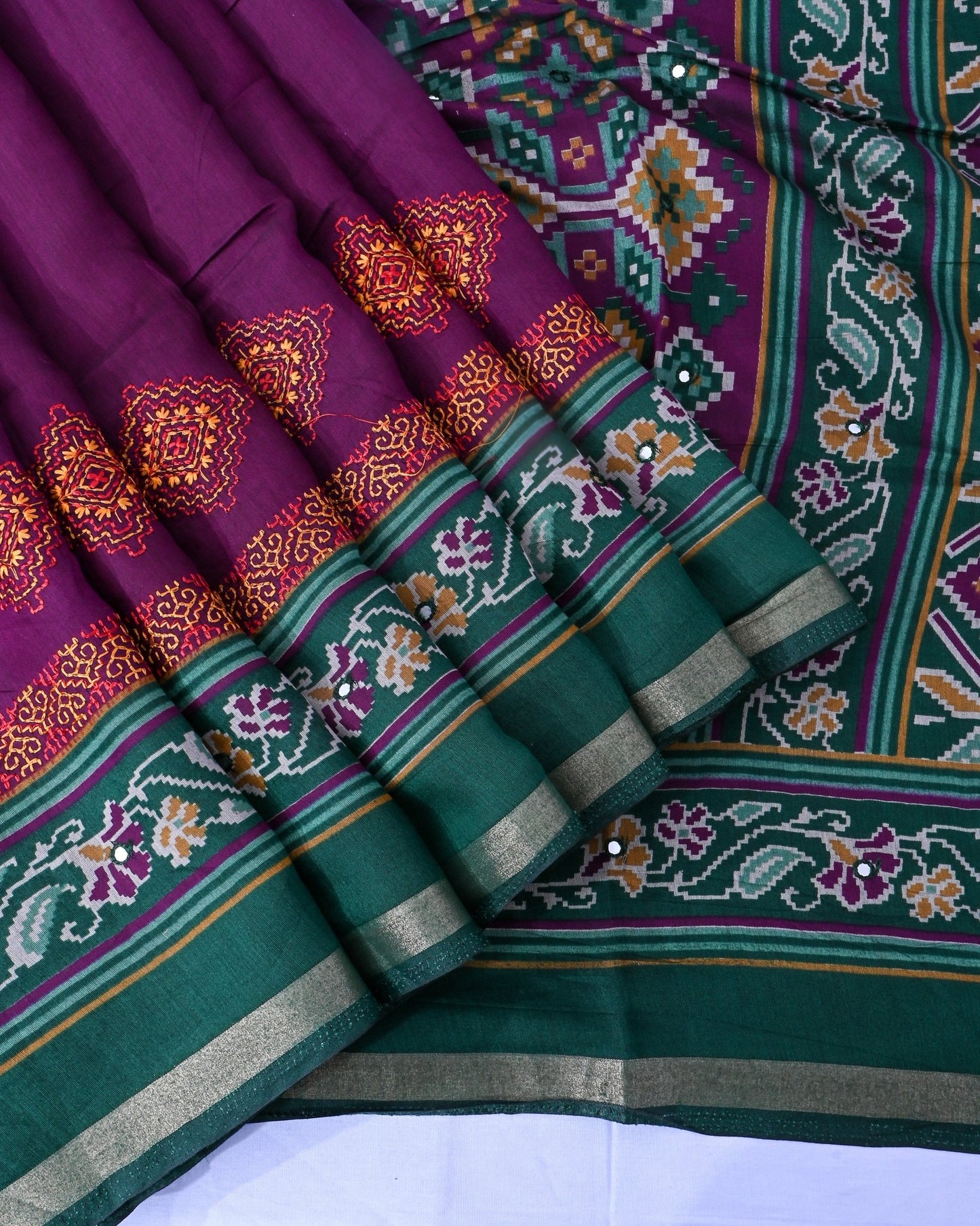Purple Chanderi Embroidery Saree - Shop Vastram