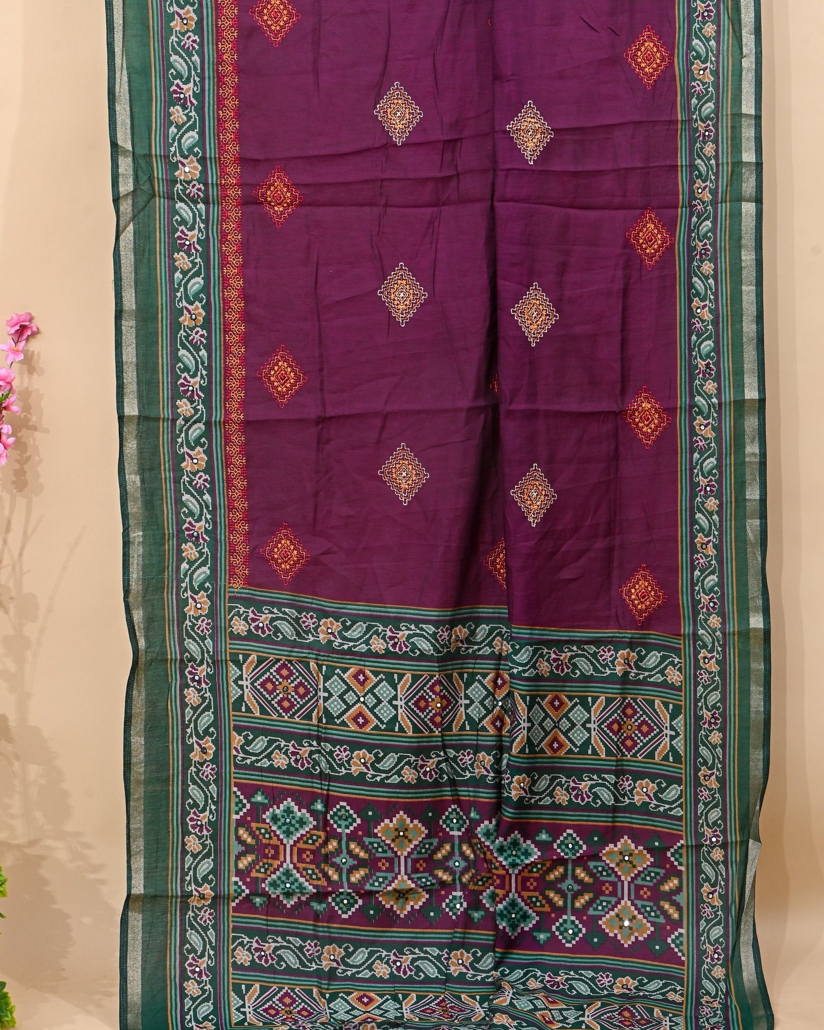 Purple Chanderi Embroidery Saree - Shop Vastram