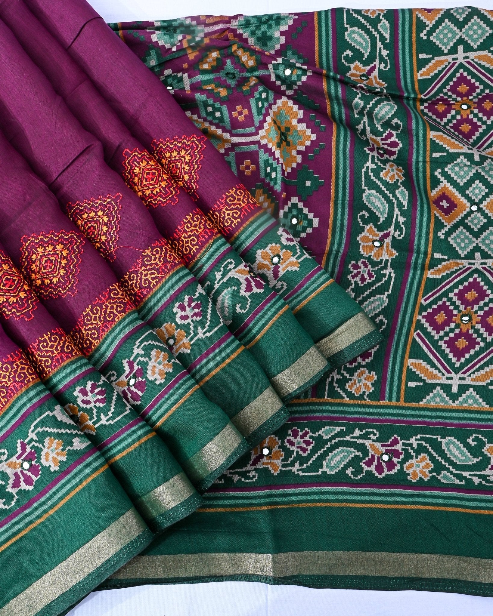 Purple Chanderi Embroidery Saree - Shop Vastram