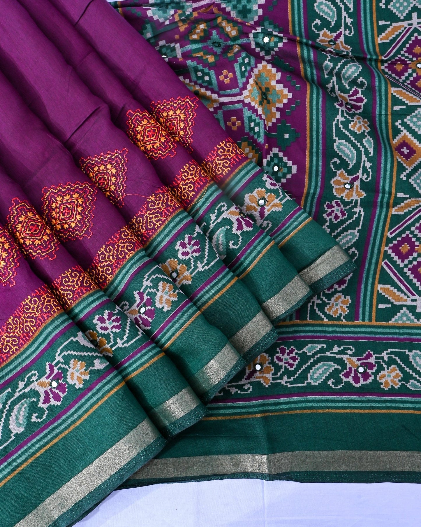 Purple Chanderi Embroidery Saree - Shop Vastram