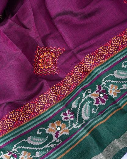 Purple Chanderi Embroidery Saree - Shop Vastram