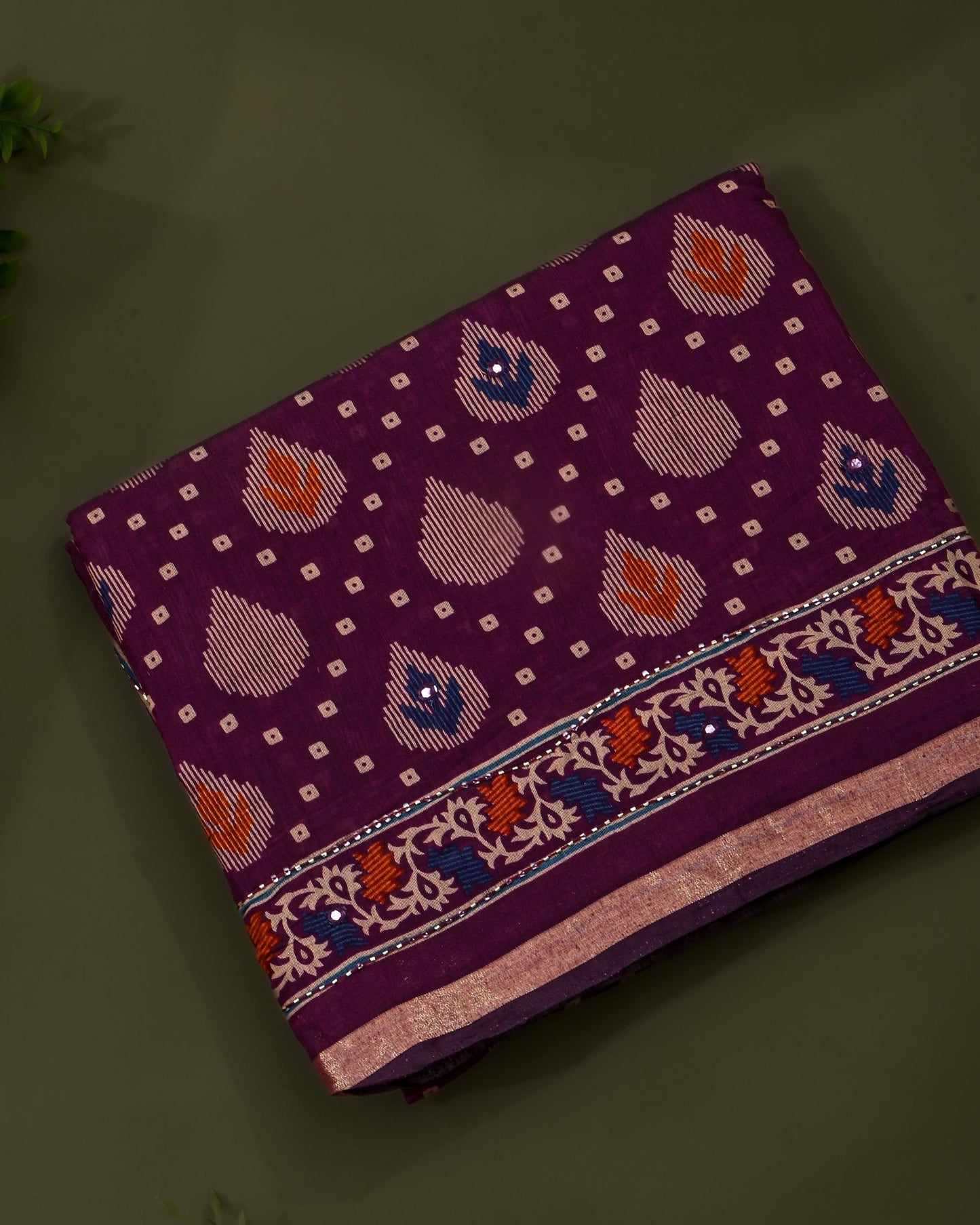 Purple Chanderi Printed Saree - Shop Vastram