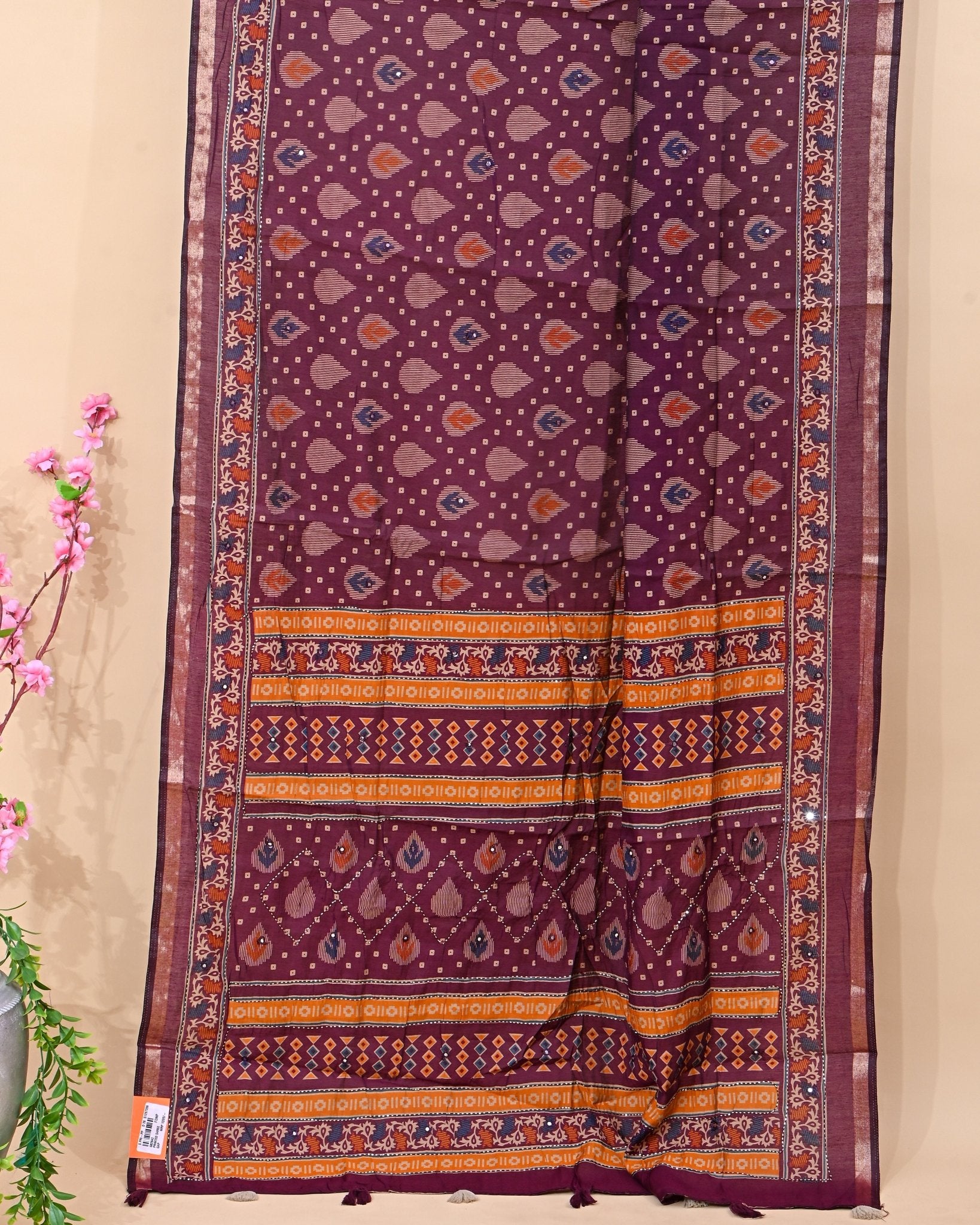 Purple Chanderi Printed Saree - Shop Vastram
