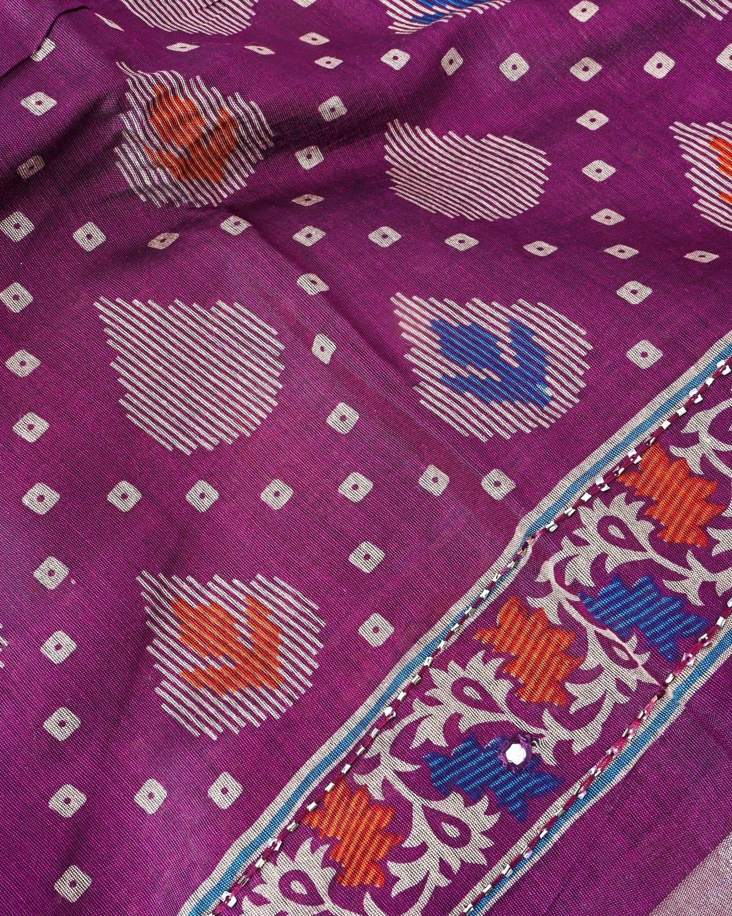 Purple Chanderi Printed Saree - Shop Vastram