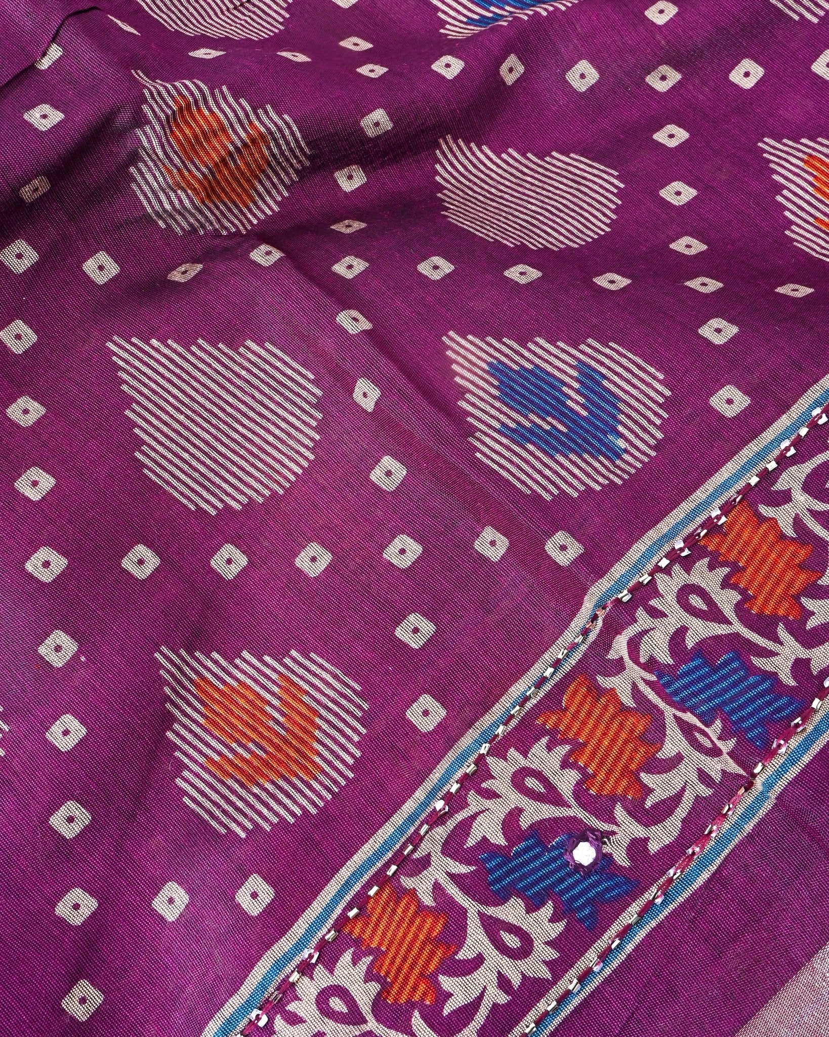 Purple Chanderi Printed Saree - Shop Vastram