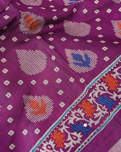 Purple Chanderi Printed Saree - Shop Vastram