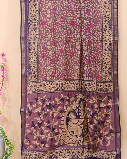 Purple Chanderi Printed Saree - Shop Vastram