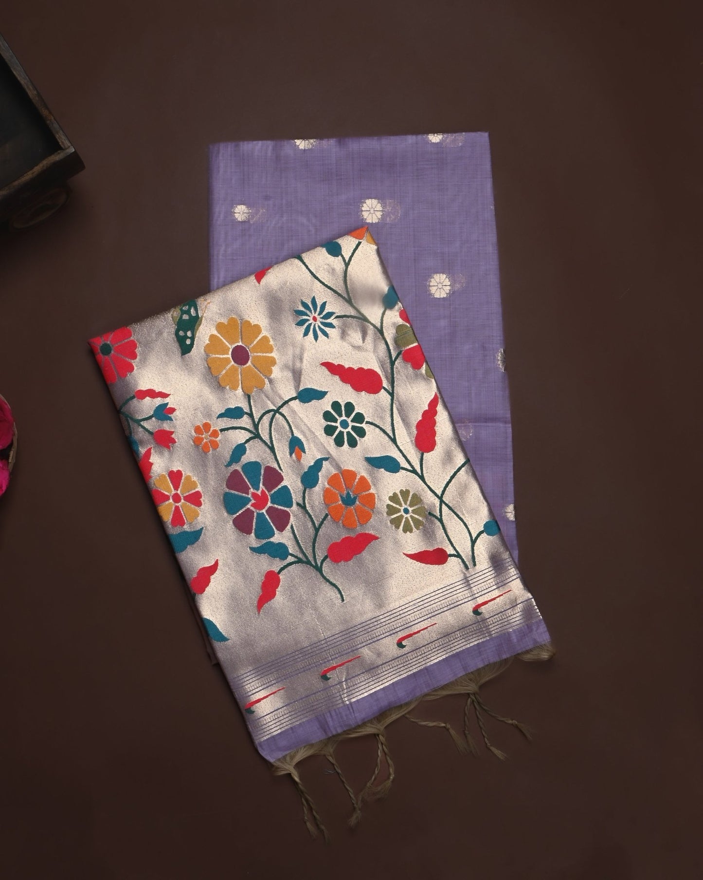 Purple color Chanderi Saree - Shop Vastram