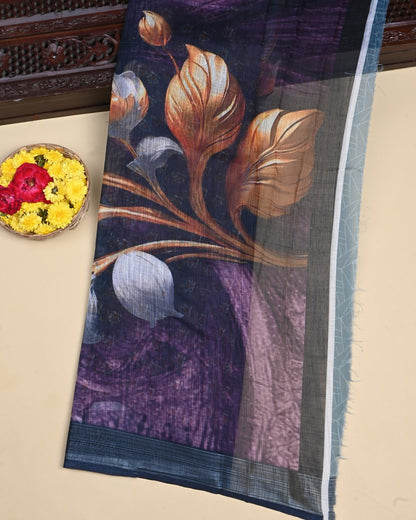 Purple Color Lenin Saree - Shop Vastram