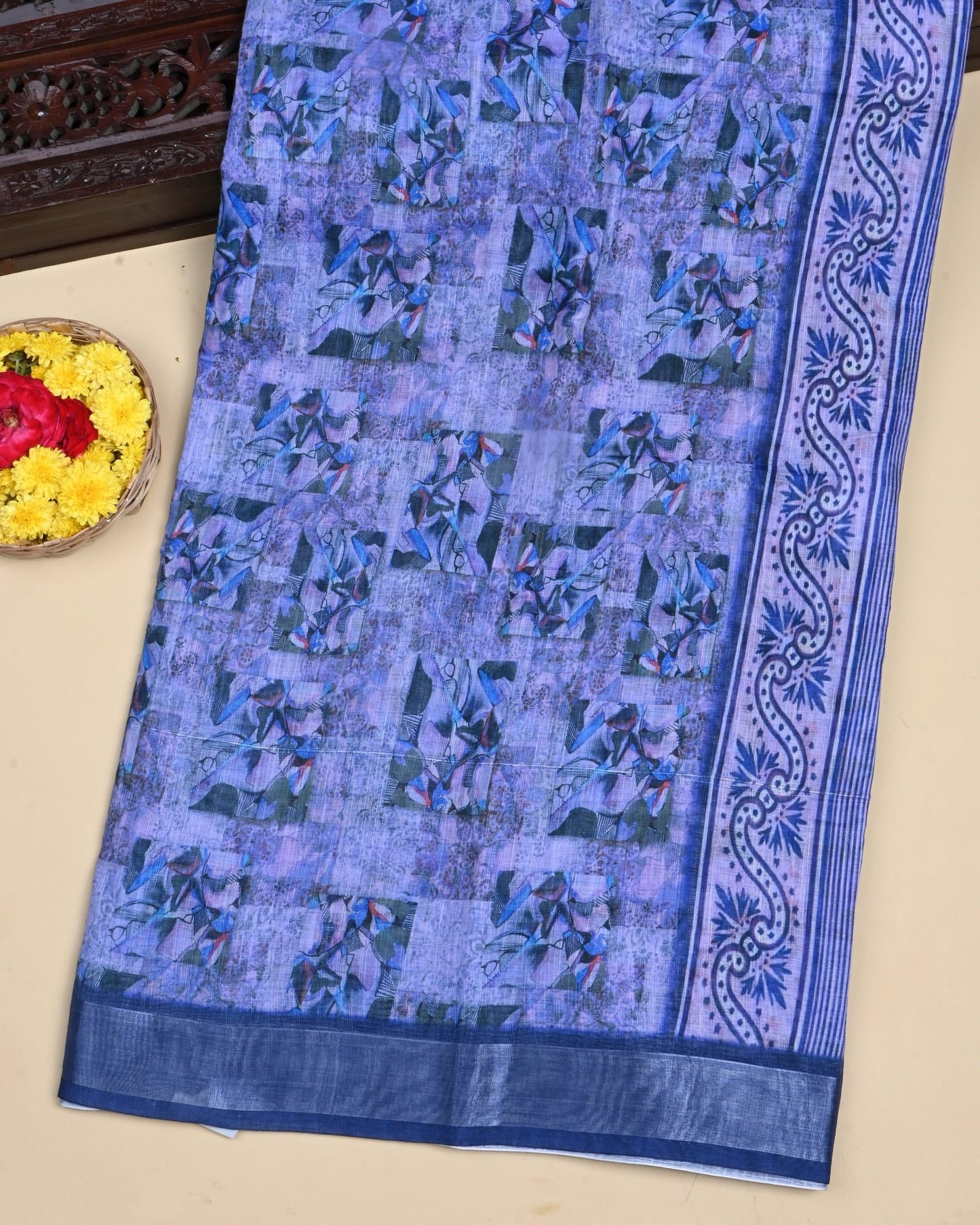 Purple Color Lenin Saree - Shop Vastram