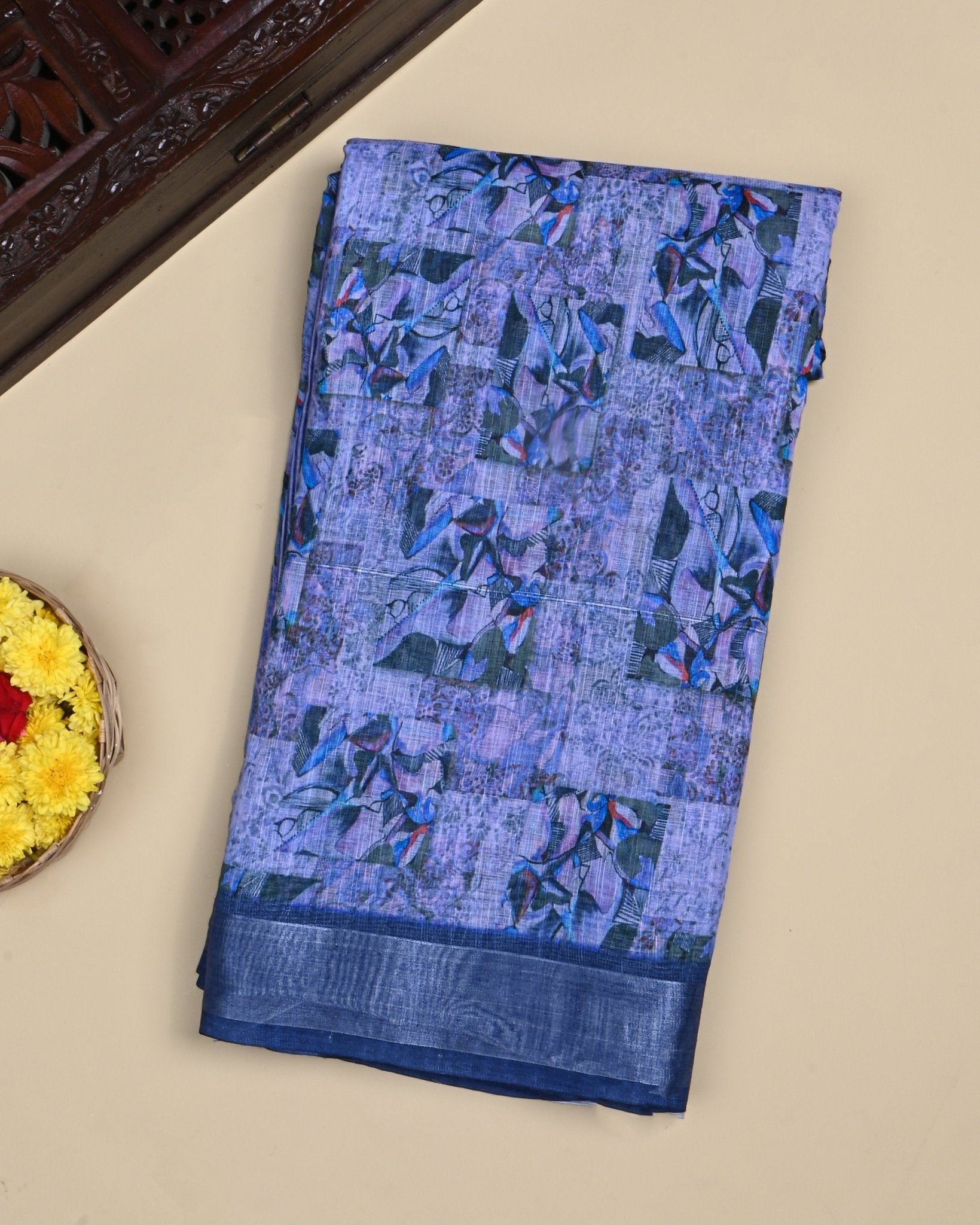 Purple Color Lenin Saree - Shop Vastram