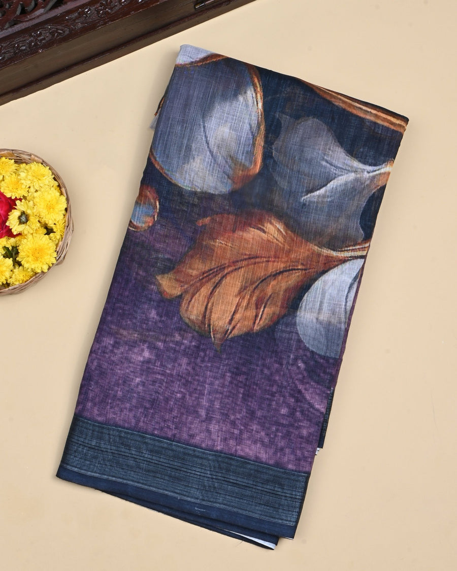 Purple Color Lenin Saree - Shop Vastram