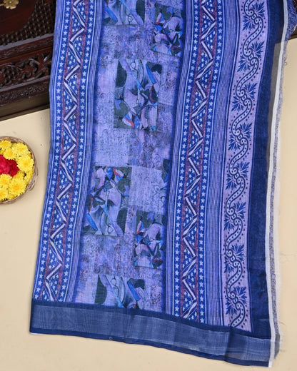 Purple Color Lenin Saree - Shop Vastram