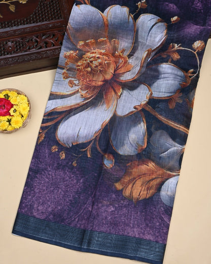 Purple Color Lenin Saree - Shop Vastram