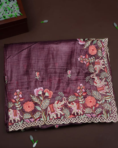 Purple Color Organza Saree - Shop Vastram