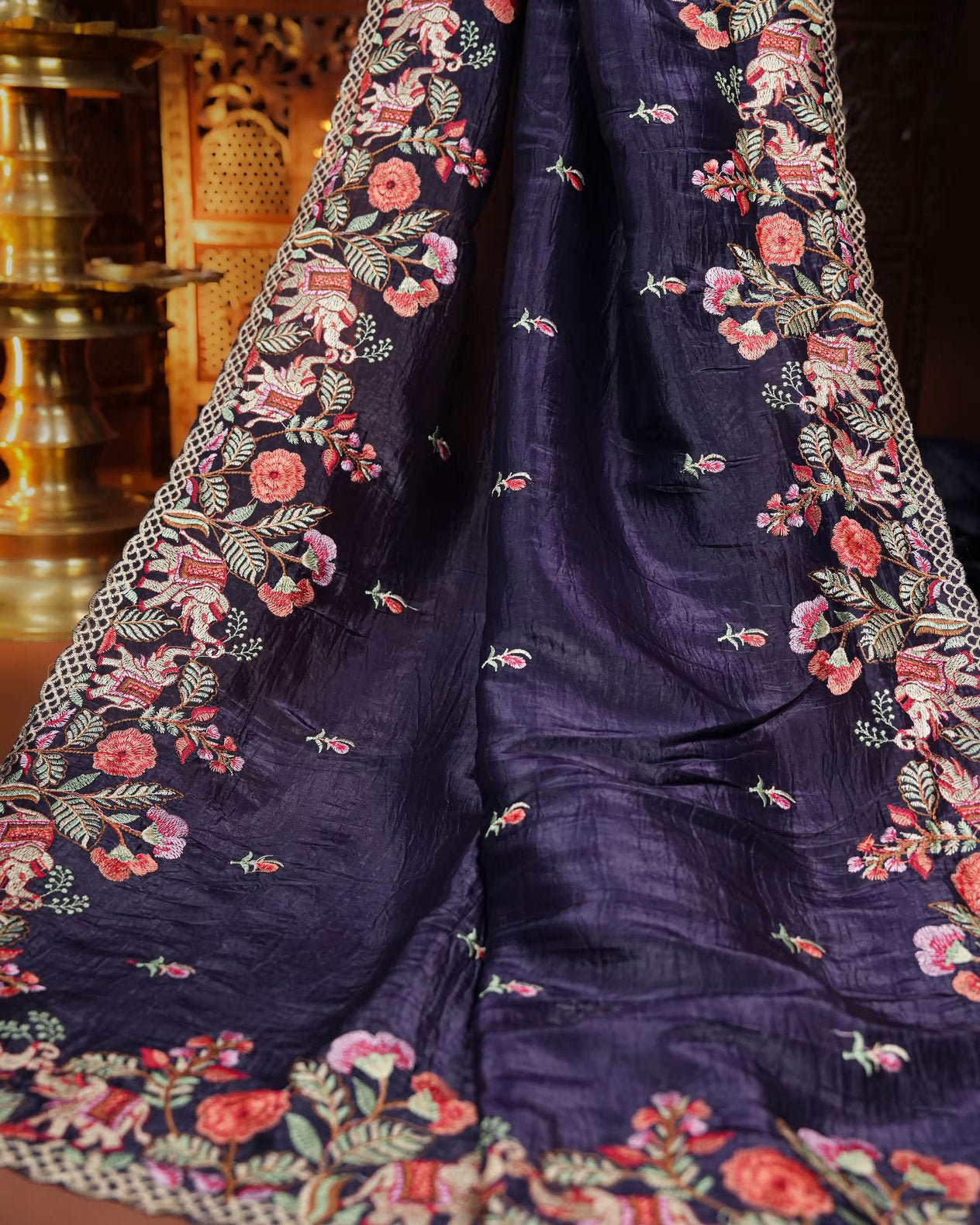 Purple Color Organza Saree - Shop Vastram