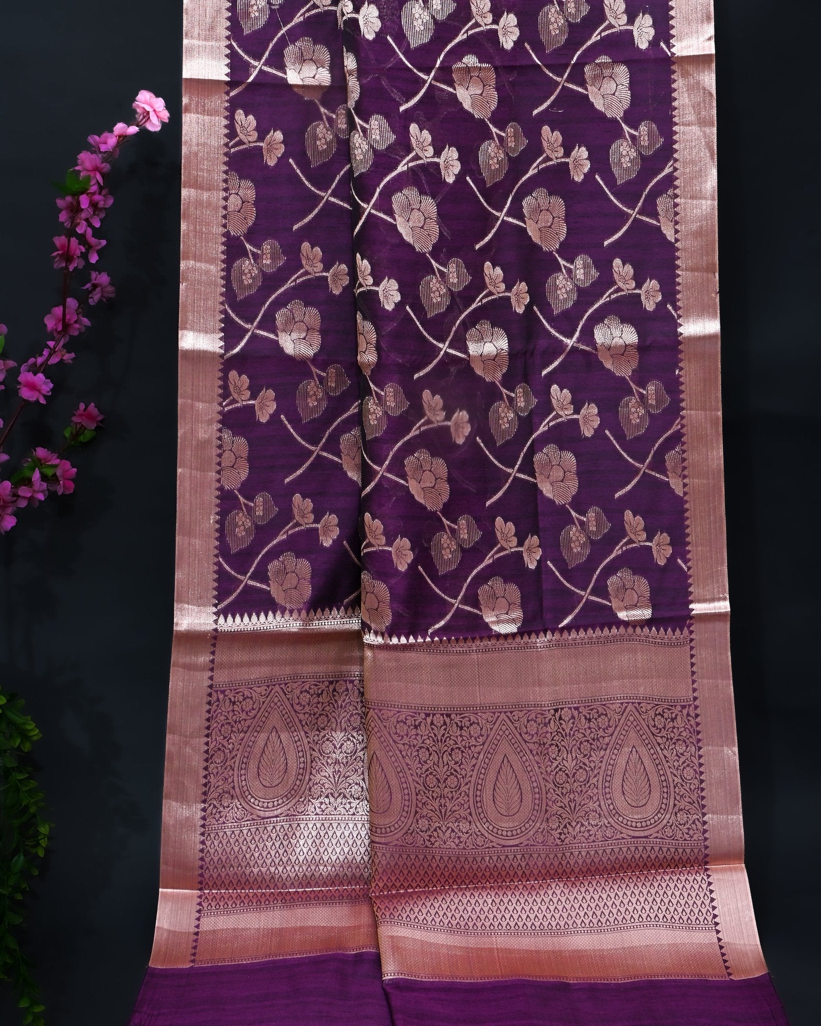 Purple Silk Banarasi Saree - Shop Vastram