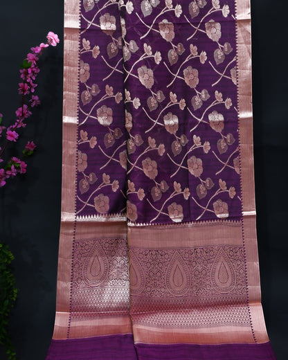 Purple Silk Banarasi Saree - Shop Vastram