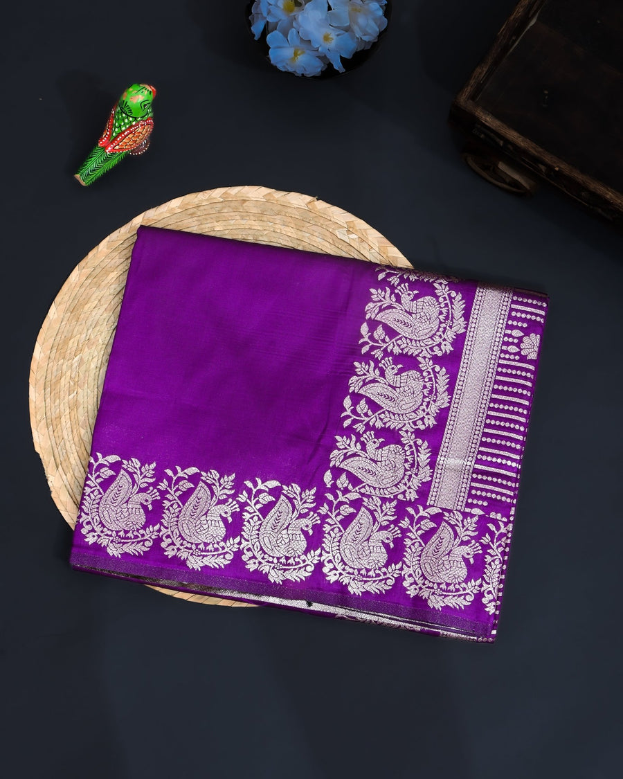 Purple Silk Banarasi Saree - Shop Vastram