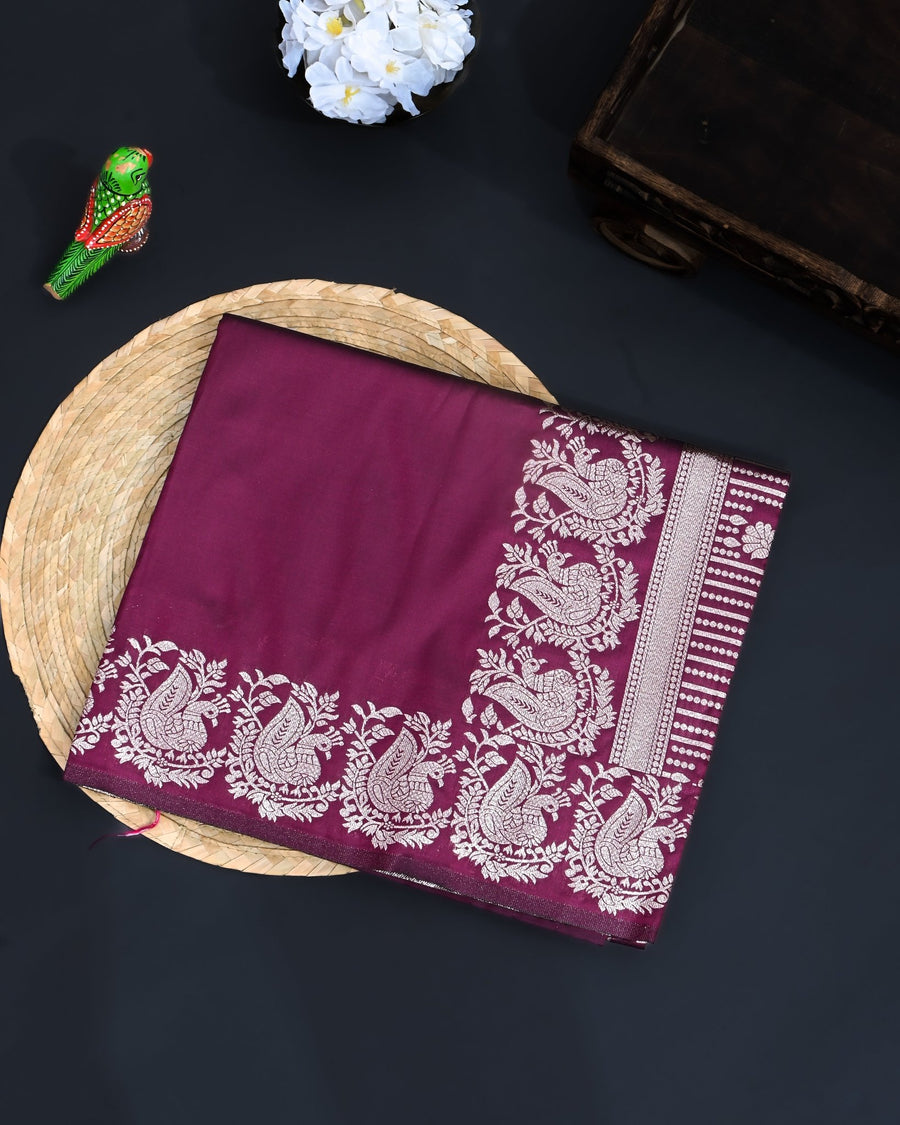 Purple Silk Banarasi Saree - Shop Vastram