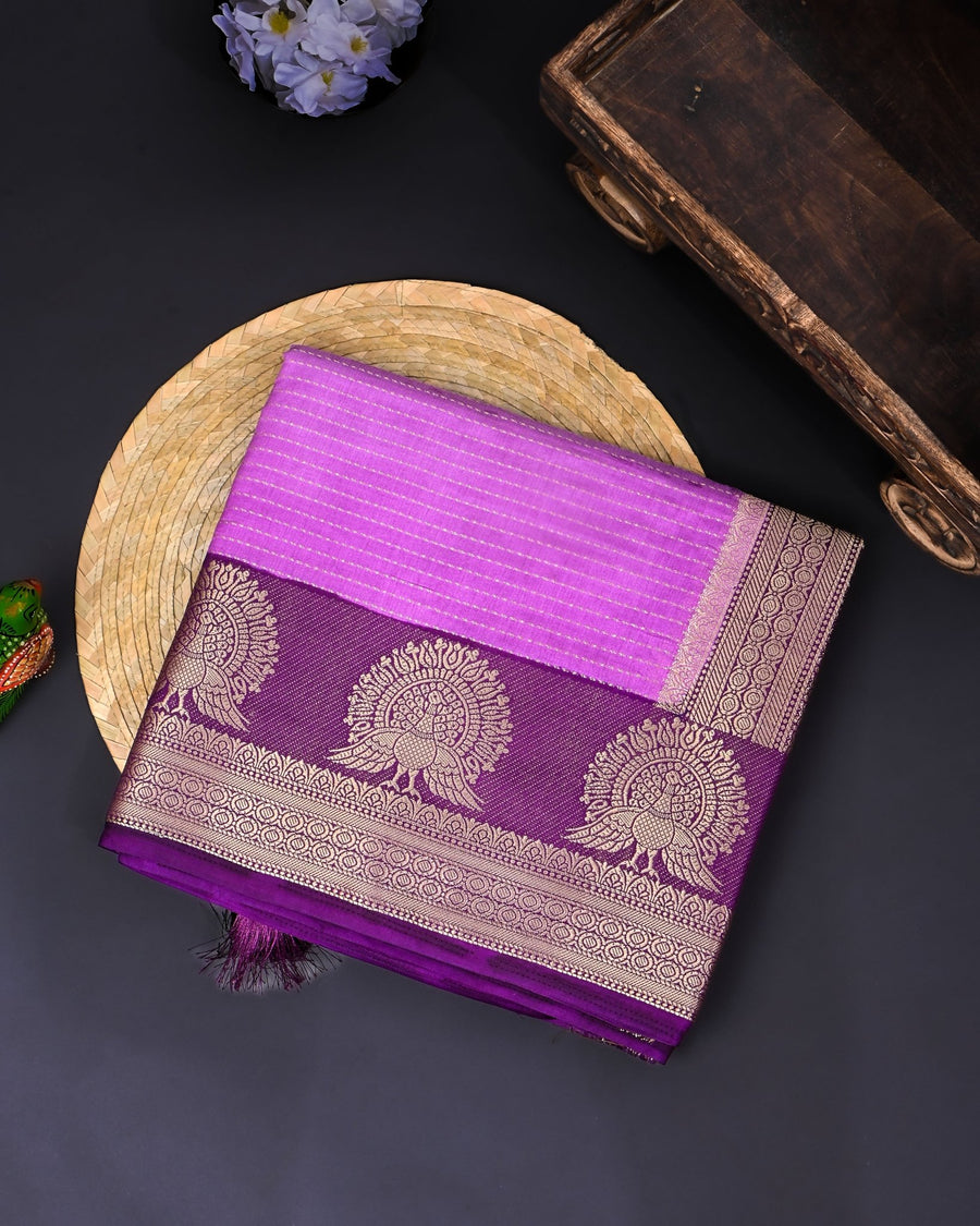 Purple Silk Banarasi Saree - Shop Vastram