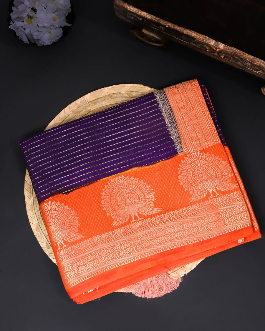 Purple Silk Banarasi Saree - Shop Vastram