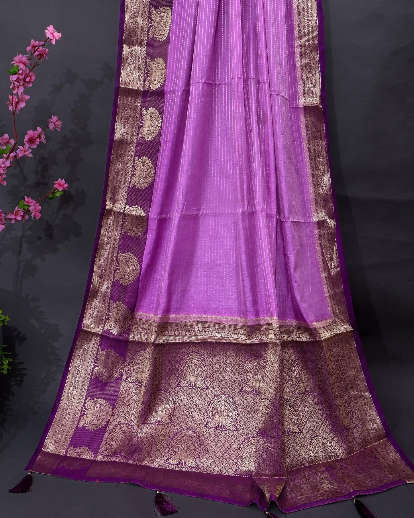 Purple Silk Banarasi Saree - Shop Vastram