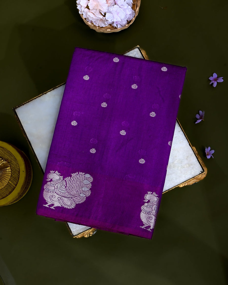 Purple Silk Banarasi Saree - Shop Vastram