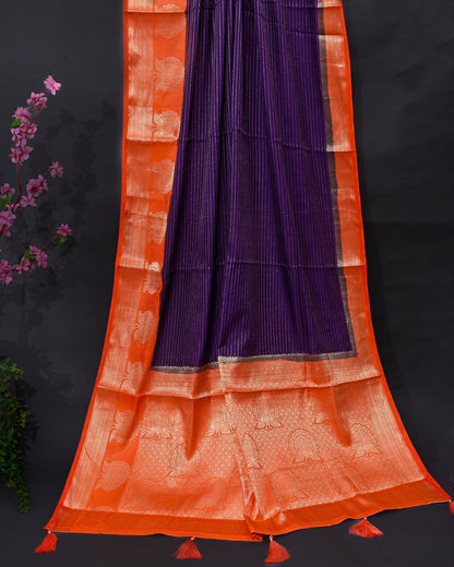 Purple Silk Banarasi Saree - Shop Vastram