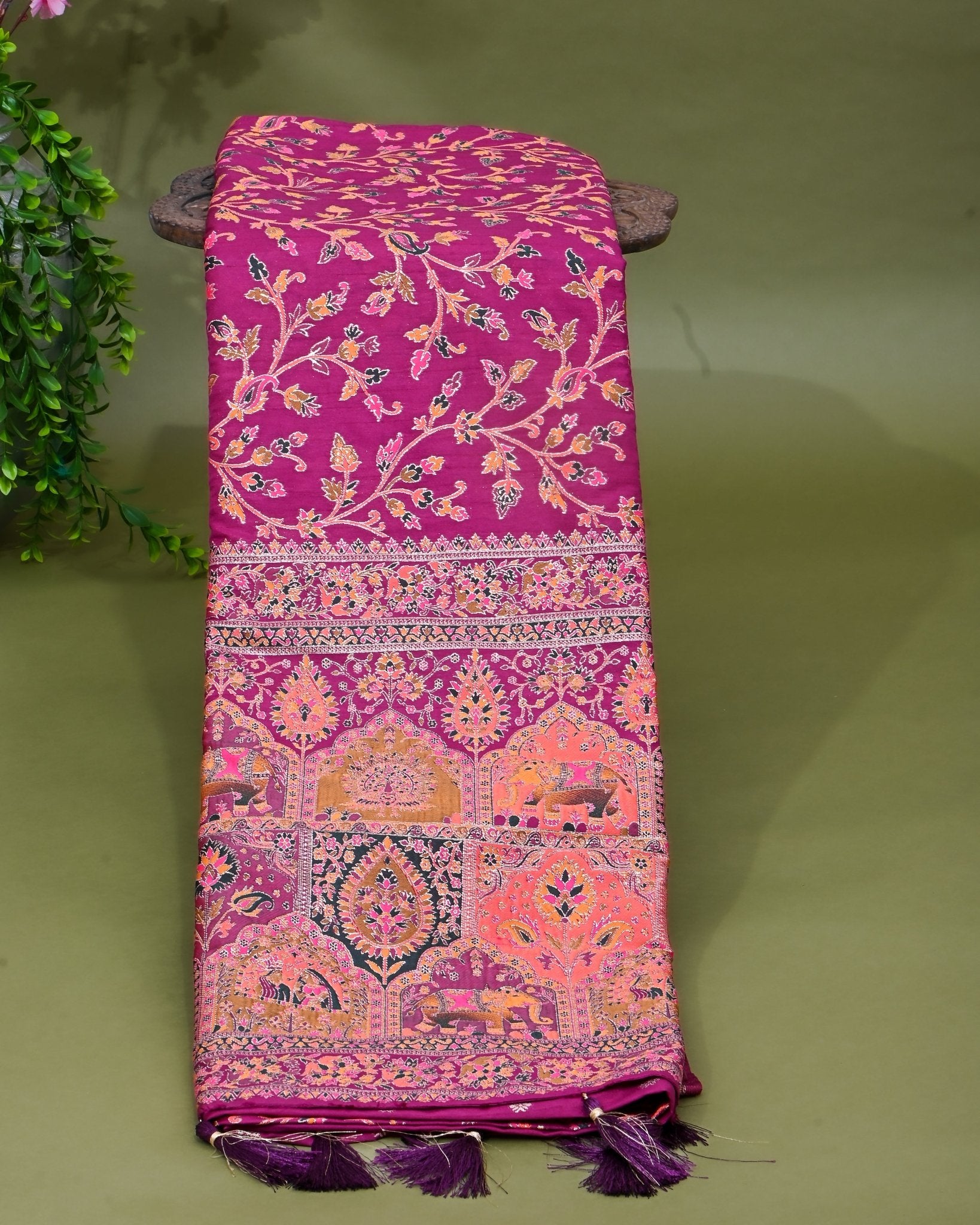 Purple Silk Banarasi Saree - Shop Vastram