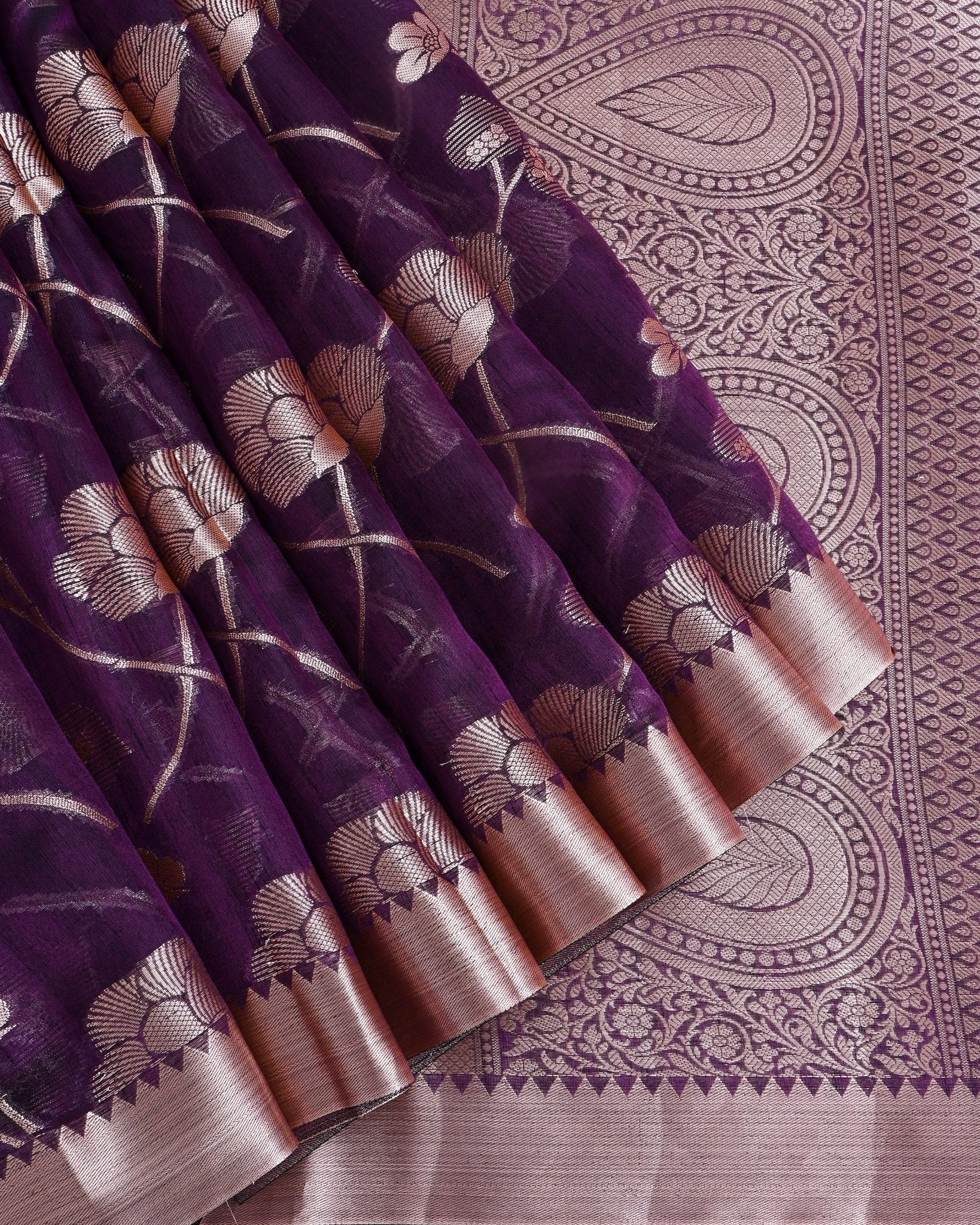 Purple Silk Banarasi Saree - Shop Vastram