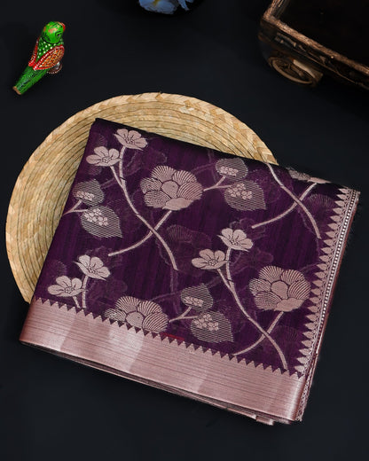 Purple Silk Banarasi Saree - Shop Vastram