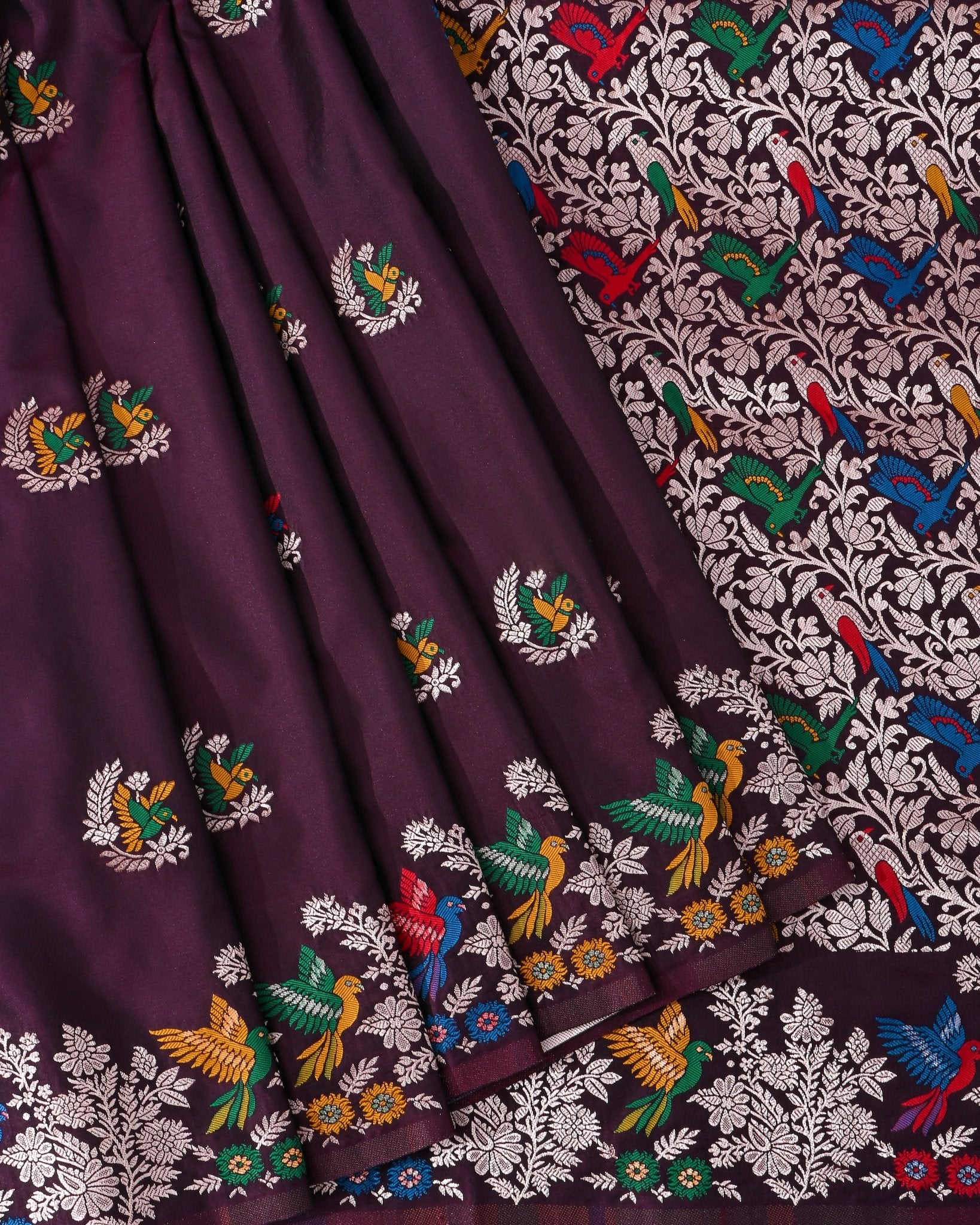 Purple Silk Banarsi Saree - Shop Vastram