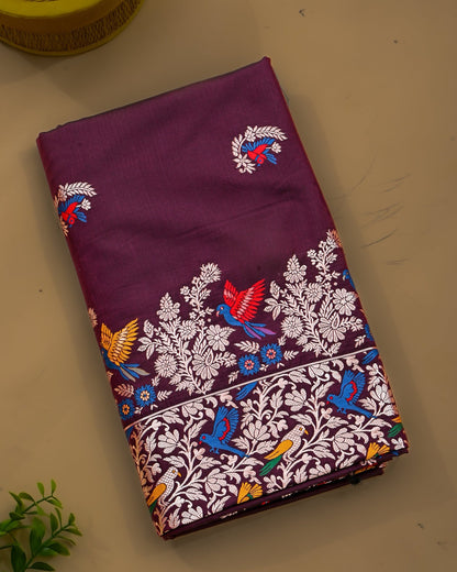 Purple Silk Banarsi Saree - Shop Vastram