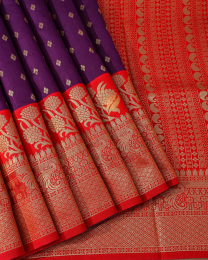 Purple Silk Banarsi Saree - Shop Vastram