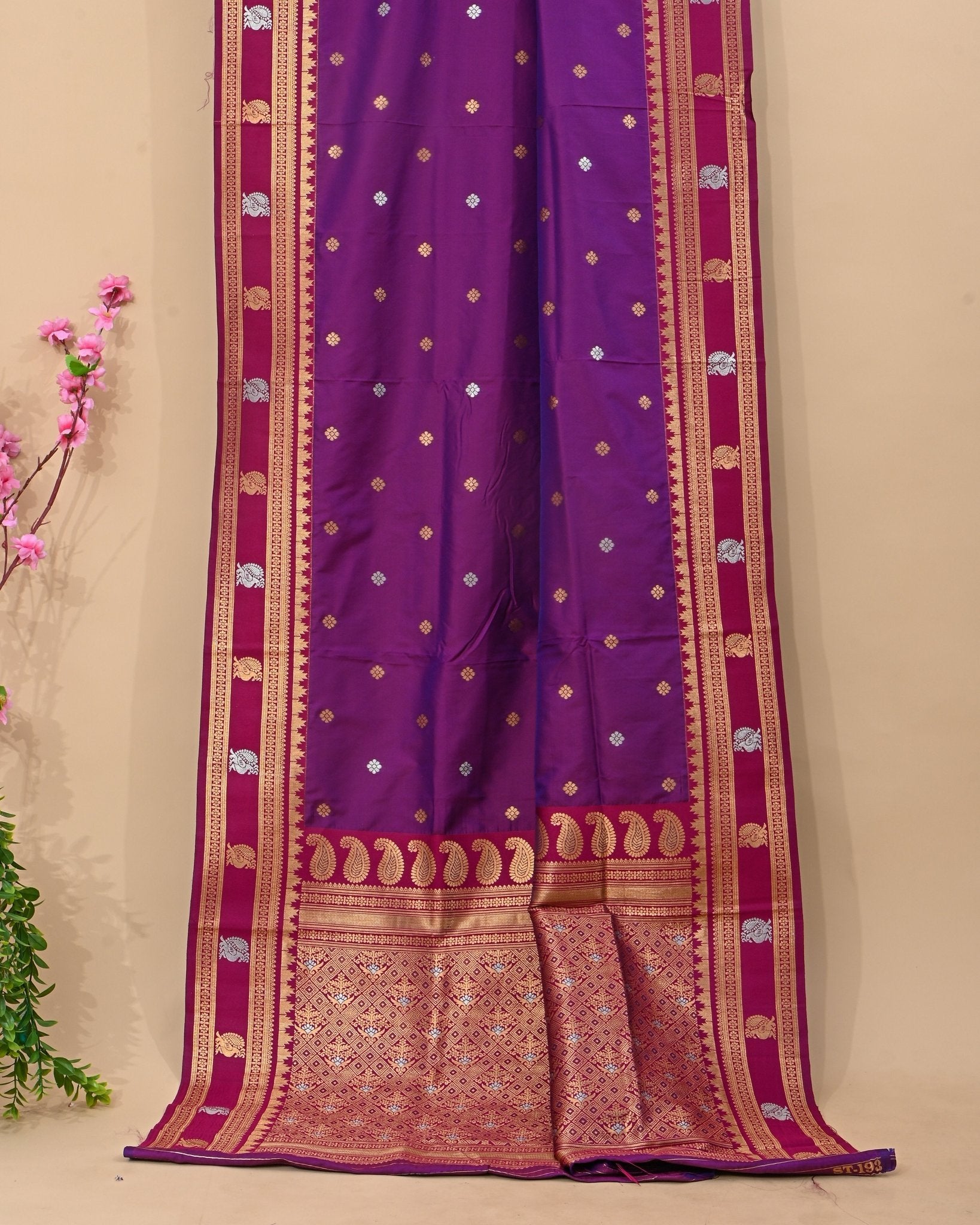Purple Silk Banarsi Saree - Shop Vastram