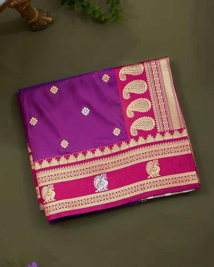 Purple Silk Banarsi Saree - Shop Vastram