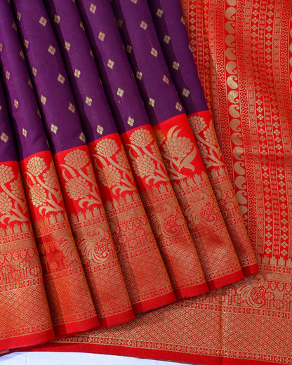 Purple Silk Banarsi Saree - Shop Vastram