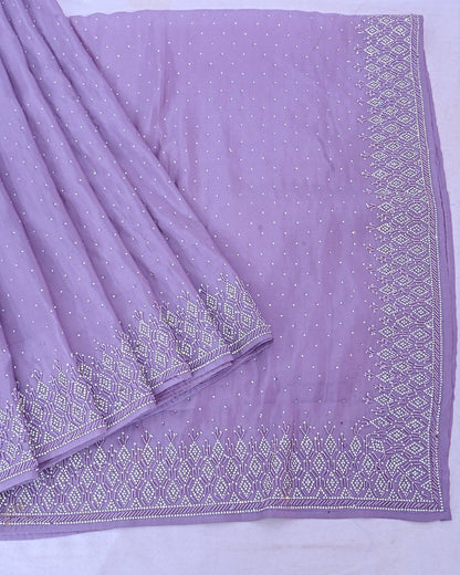 Purple Silk Embroidery Saree - Shop Vastram