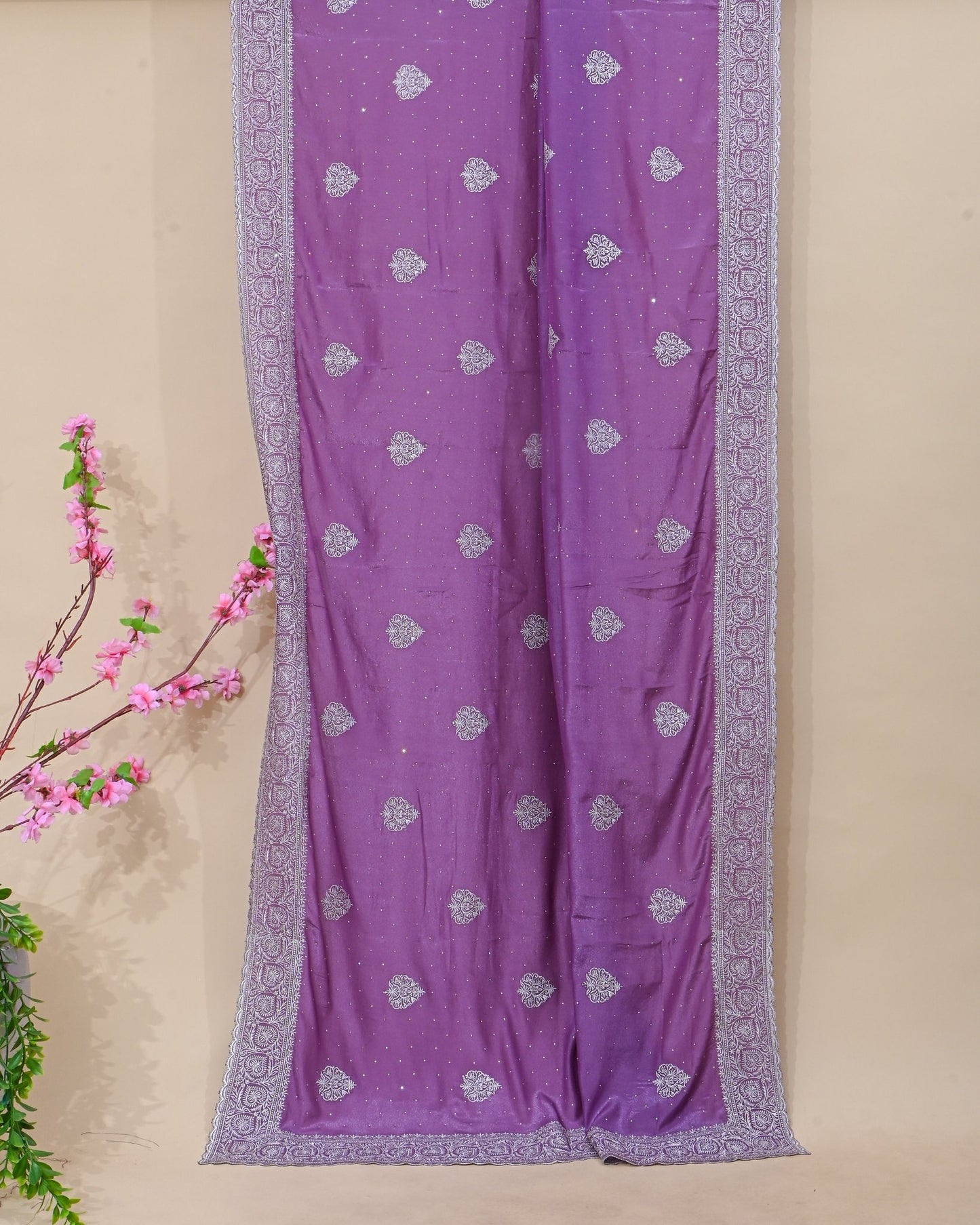 Purple Silk Embroidery Saree - Shop Vastram