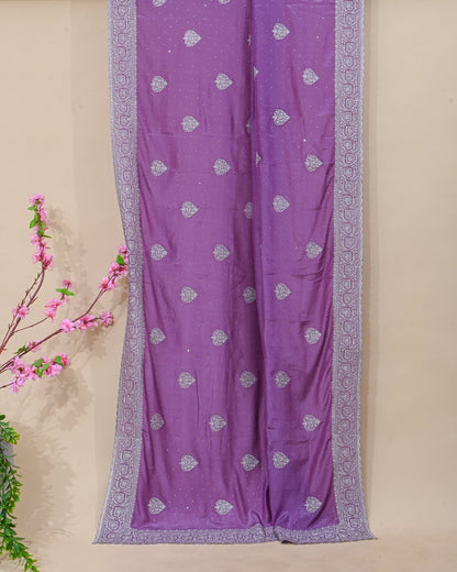 Purple Silk Embroidery Saree - Shop Vastram