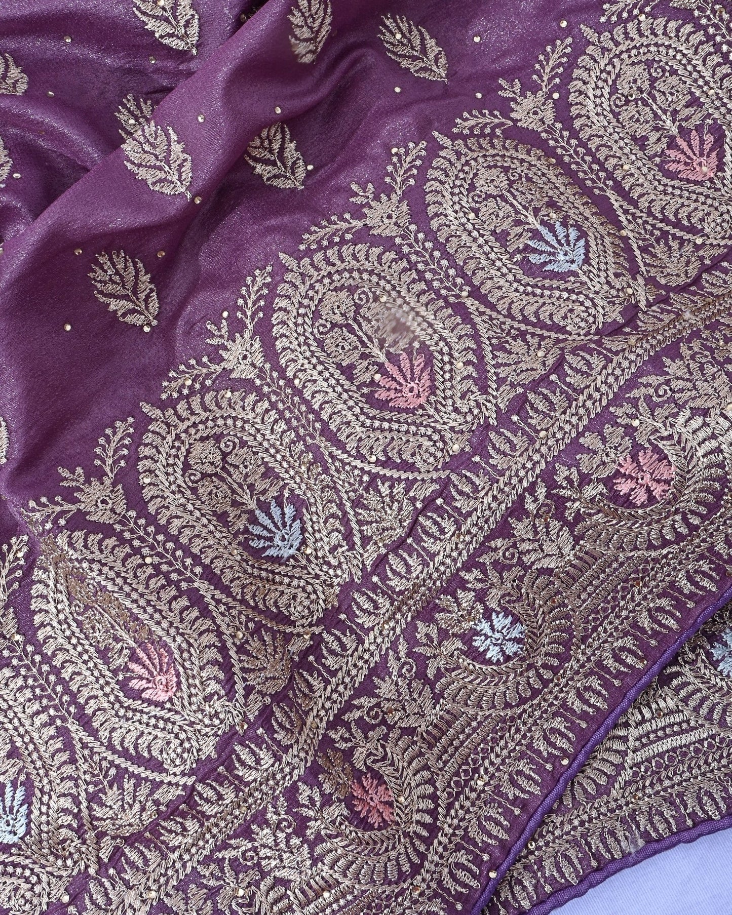 Purple Silk Embroidery Saree - Shop Vastram