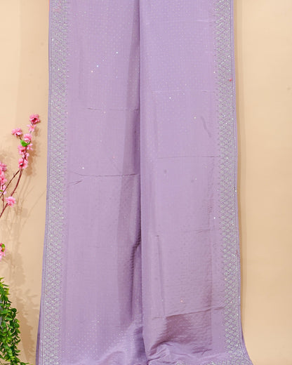 Purple Silk Embroidery Saree - Shop Vastram