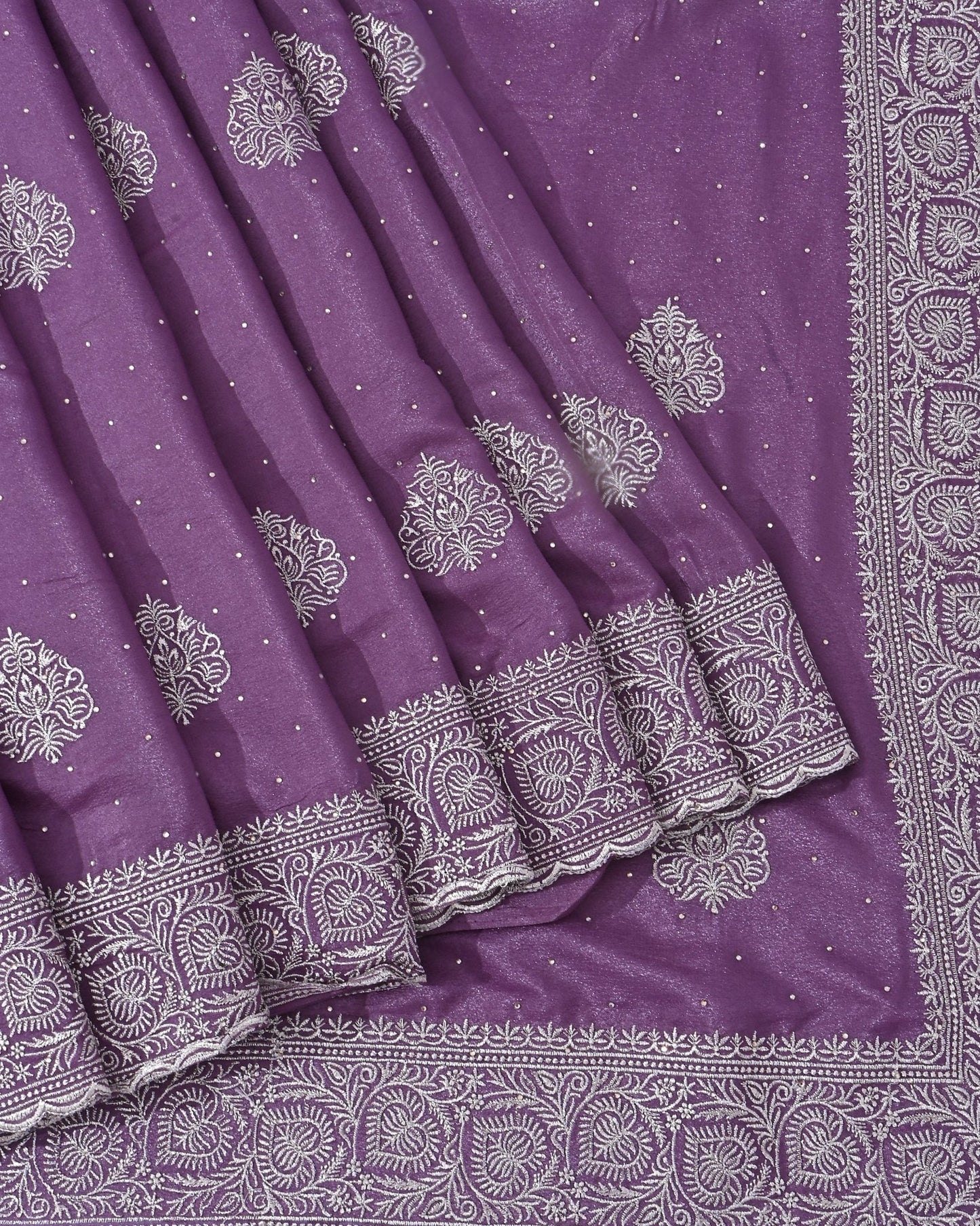 Purple Silk Embroidery Saree - Shop Vastram